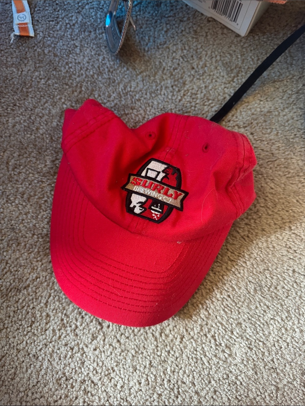 Surly brewing company Red Baseball Hat with Embroidered Brewery Logo